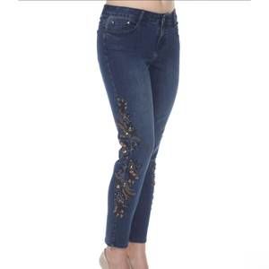 NEW AZI embellished jeans in blue/brown